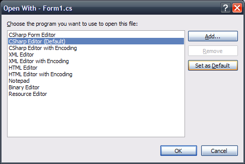 CSharp Editor (default)